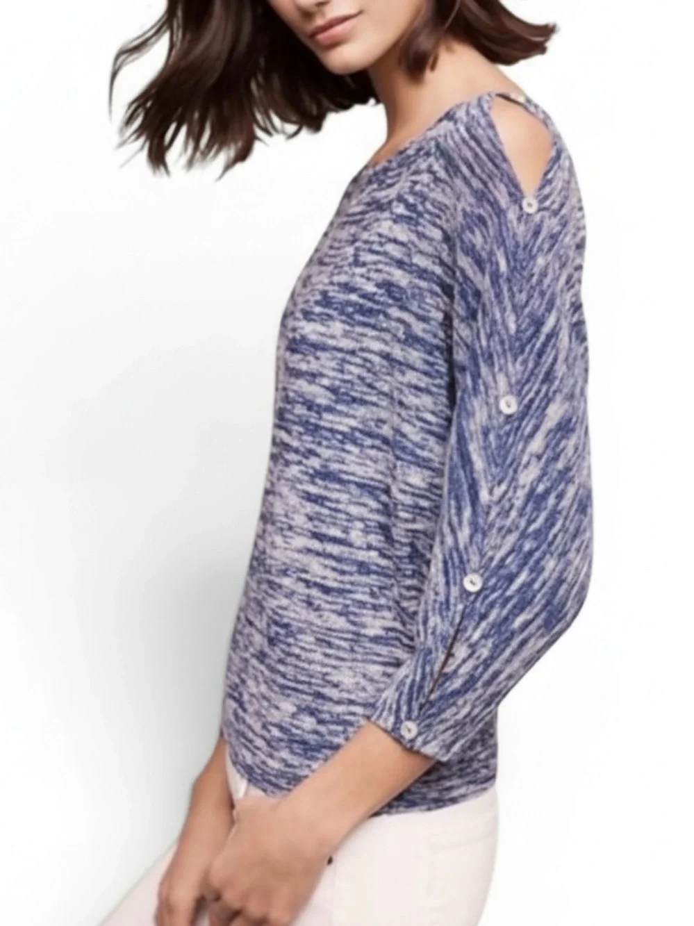 Anthropologie Postmark Malu Dolman Sleeve Sweater XS Petite Blue Marled